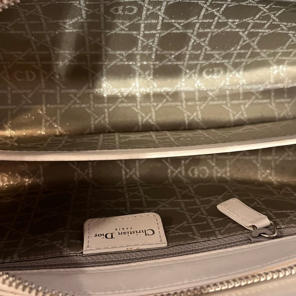 DIOR Lady Dior East West White Calfskin Leather Studded Tote Bag - Picture 5 of 16